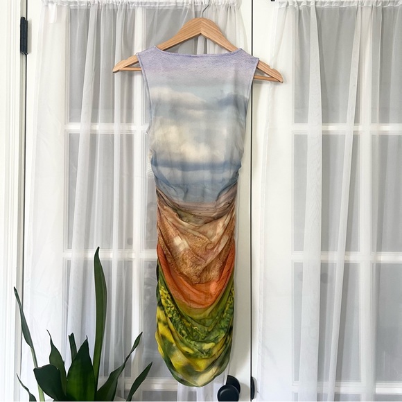 Urban Outfitters Mesh Landscape Y2K Mini Dress Size Small - Picture 7 of 13